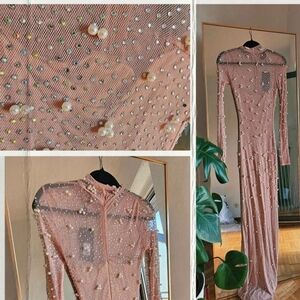 Elegant Pink Beaded Gown